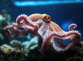 Octopus swimming in the ocean. Generative AI. photo