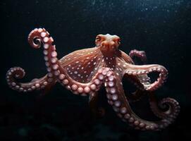 Octopus swimming in the ocean. Generative AI. photo