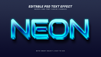 Blau 3d glühen Neon- Text bewirken editierbar psd