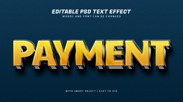 Forma de pagamento 3d amarelo texto efeito editável psd