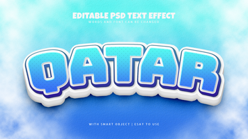 Qatar 3d cartoon style text effect editable psd