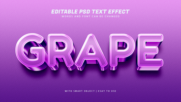 Grape 3d purple text effect editable psd