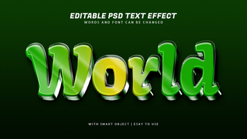 mundo 3d texto efecto editable psd