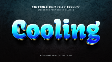 koeling 3d blauw tekst effect bewerkbare psd