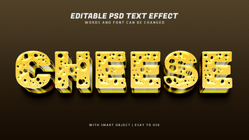Cheese 3d style text effect editable psd