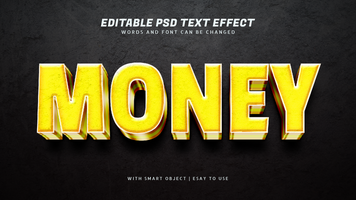 argent 3d Jaune texte effet modifiable psd