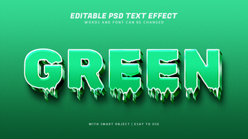 Green 3d style text effect editable psd