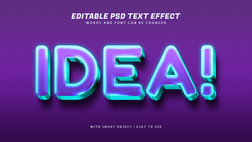 Idea 3d glowing text effect editable psd