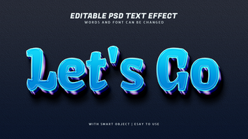 Lets go 3d style text effect editable psd