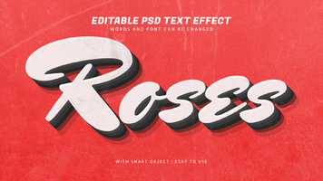 Rose 3d vintage retro style text effect psd