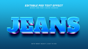jeans 3d bleu texte effet modifiable psd