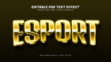 Esport 3d gold gradient text effect editable psd