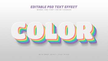Color 3d colorful retro style text effect psd