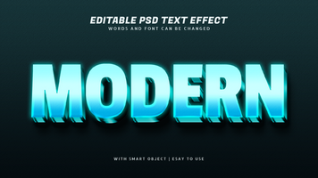 moderno 3d blu splendore testo effetto modificabile psd