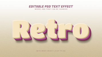 Retro 3d style text effect editable psd