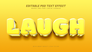 Laugh 3d yellow text effect editable psd