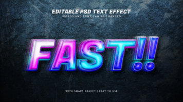 Editable text fast style with 3d effect psd