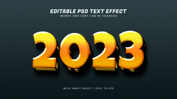 2023 3d giallo testo effetto modificabile psd