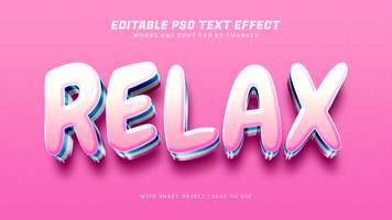 relajarse 3d rosado texto efecto editable psd