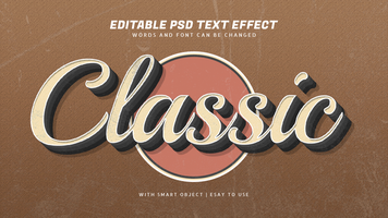 klassisk 3d årgång retro stil text effekt psd