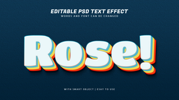 rosa 3d retrò stile testo effetto modificabile psd