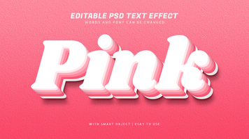 Pink 3d style text effect editable psd