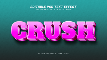 Crush 3d pink text effect editable psd