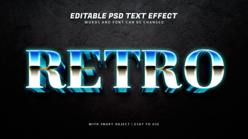 retro 3d Blau Gradient Text bewirken editierbar psd