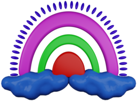 3d illustration framställa regnbåge i moln leksak flerfärgad på vit bakgrund png