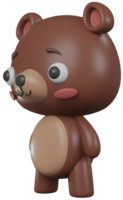 3d illustration rendre animal marron personnage ours garçon sur transparent Contexte png