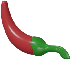 3D illustration render vegetable red pepper on transparent background png