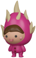 3d ilustração render Rosa personagem Dragão fruta menina em transparente fundo png