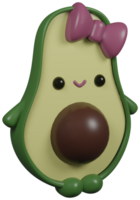 3d illustration framställa grön karaktär frukt avokado flicka med rosett på transparent bakgrund png