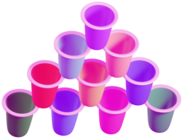 3D model water cups made of plastic on transparent background png