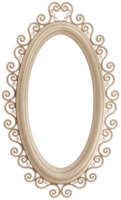 3d model oval wooden openwork frame on transparent background png