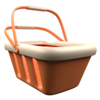 3d basket or shopping cart icon with hiqh quality render png