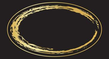 Gold oval frame on a dark background. Premium design template. Luxury style vector