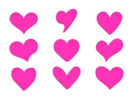 Pink hearts. Set of love symbol for web site logo, mobile app UI design. Design elements for Valentine's day and Mothers Day decoration vector