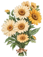 Daisy Flower Bouquet Illustration with AI Generative png