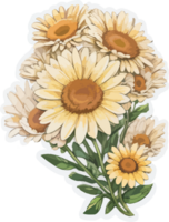 Daisy Flower Water color Art with AI Generative png