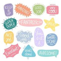 Job and great job stickers logo. School reward, encouragement sign, stamp. Educational kids design. Vector illustration.