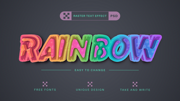 arco iris - editable texto efecto, fuente estilo psd