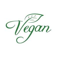 Vegan food sticker, label, badge and logo. Ecology icon. Logo template with green leaves for vegan products. Vector illustration isolated on white background