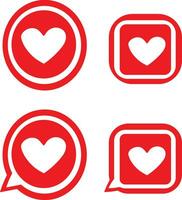 set of Round Love icon Button Vector