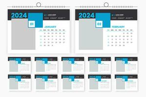 2024 desk calendar design 12 page calendar template vector