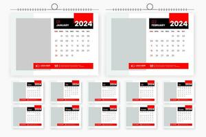 2024 desk calendar design 12 page calendar template vector