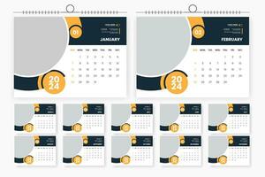 2024 desk calendar design 12 page calendar template vector