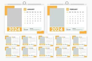 2024 desk calendar design 12 page calendar template vector