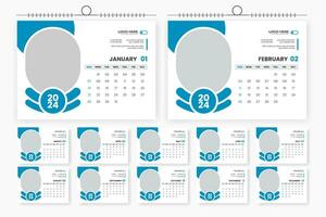 2024 desk calendar design 12 page calendar template vector