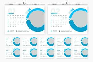 2024 desk calendar design 12 page calendar template vector